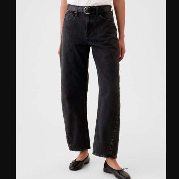 NWT High Rise Barrel Jeans Color Black - Picture 4 of 4